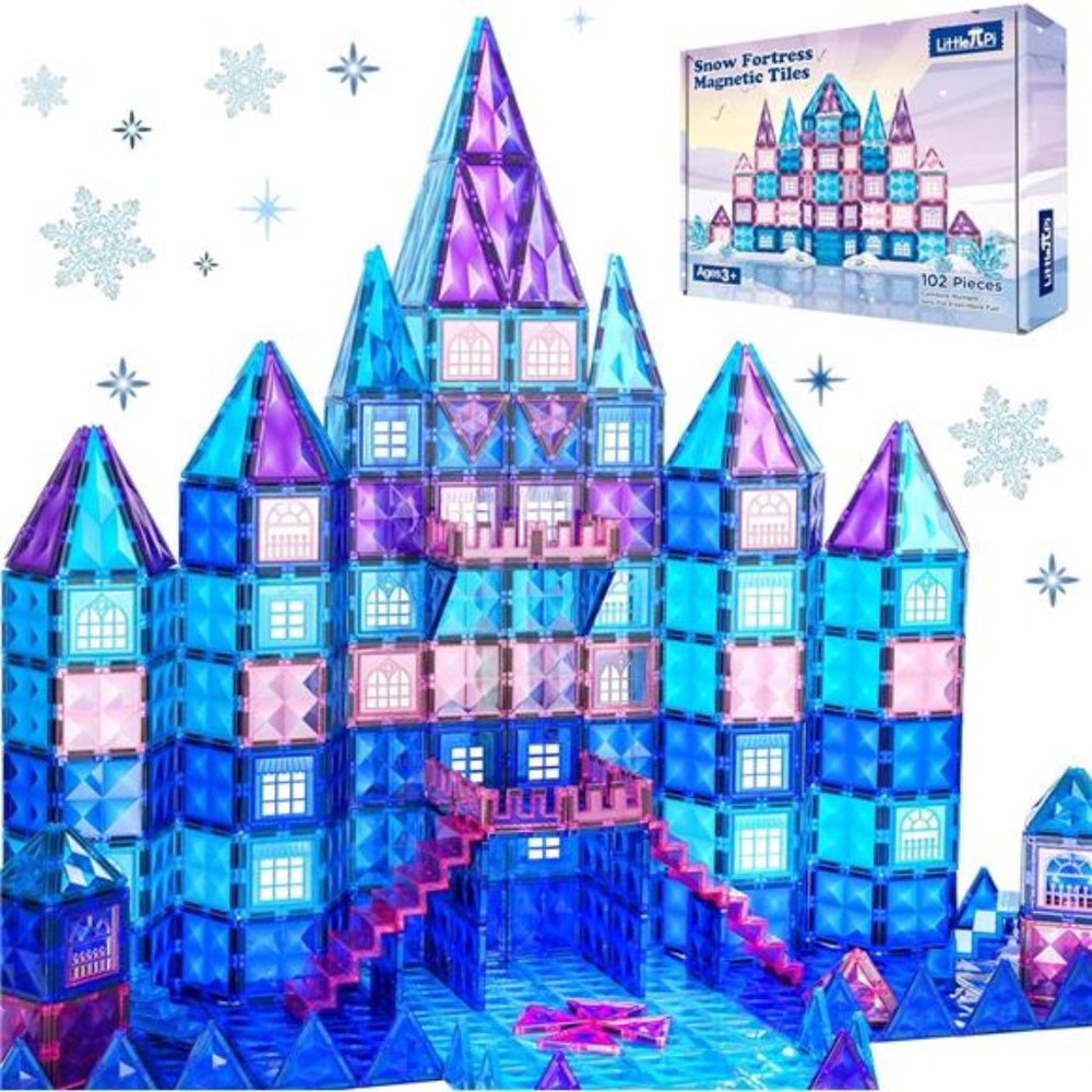 102pcs Frozen Princess Castle Magnetic Tiles Building Blocks - 3D Diamond Blocks